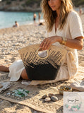 Inc Straw Two-Tone Large Straw Bag Summer Beach Tote Bag