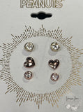 Unwritten Three Pair Silver Plated Earring Set with Rose Gold