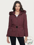 Palomares Women's Winter Red Faux Fur Parka Coat, Size Small