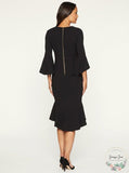 CALVIN KLEIN Womens Black Bell Cuff 3/4 Sleeve V Neck Dress Size: 4