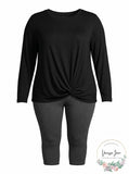 Ideology WomenS Plus Life on the Go Knotted Fitness Pullover Top,  Black, 3X NEW