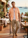Alfani Mens Lagoon Linen Blend Shirt, - Peachy Keen Size XXL