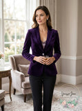 Tahari ASL Flare-Sleeved Crepe Blazer, Size 2/Eggplant