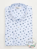 Bar III Dress Shirt Fish Print Slim Fit 17-17 1/2, Blue, Size XL