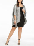 Love Squared Women's Plus 2Pc Metallic Dress With Cardigan Black Size 1X