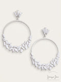 Inc Stone Cluster Drop Hoop Earrings