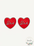 Holiday Lane Silver-Tone Love Heart Stud Earrings,  Red