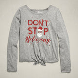 Epic Threads Big Girls Believing-Print T-Shirt, Gray Size Small