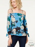 I-N-C Womens Floral Off The Shoulder Blouse