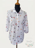 Charter Club Linen Nautical-Print Blouse, Size XS