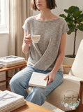 DKNY Heather Gray Drape-Front Sweater Size Medium