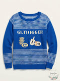 Isabellas Closet Womens Gelt Digger Ugly Hannukkah Sweater, Blue, Size Medium