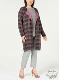 NY Collection Plus Size Jacquard Plaid Cardigan, Size 1X