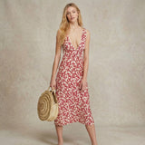 Free People Womens Ohh La La V-Neck Sleeveless MIDI Dress, Size 12