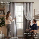 Lush Décor Solid and Sheer Layered 38 x 84 Blackout Curtain Set