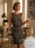 Adrianna Papell Embellished Illusion Dress, Size 2