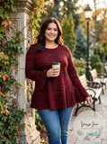 Style & Co Womens Plus Ribbed Trim Ruffled Pullover Sweater