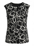 Kasper Womens Black Sleeveless Keyhole Blouse, Size PM