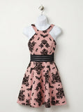 City Studios Juniors Velvet Printed Illusion Dress, Size 3