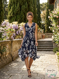 Taylor Women's Printed Lace Handkerchief-Hem Dress, Size 6