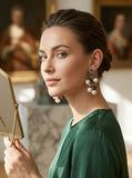Inc Gold-Tone Flecked Disc and Imitation Pearl Drop Earrings