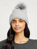 Aqua Knit Pompom Hat, Os, Gray