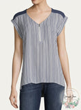 BCX Womens V Neck Cap Sleeves Blouse-Juniors, Blue/ Size Small