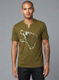 Inc Mens Studded Wolf T-Shirt, Dark Olive, Size Large