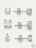 Giani Bernini 3-Pc. Cubic Zirconia Varied Shape Stud Earrings in Sterling Silver