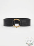 I.N.C. Bamboo Buckle Faux Leather Stretch Belt, Size M-L