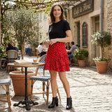 Maison Jules Womens Red Ruffled Polka Dot Short Ruffled Skirt, Size XS