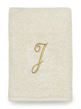 Avanti Towels, Monogram Initial Script Ivory and Gold 16″ x 30″ Hand Towel