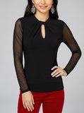 I.n.c. Twist Keyhole Mesh-Sleeve Top Size Large