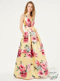 Teeze Me Juniors Floral-Print Halter Gown, Size 5