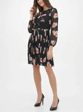 Tommy Hilfiger Ruffle-Trim Pleated Chiffon Dress, Size 10