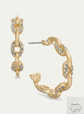 Charter Club Small Gold-Tone Pave Link Small Hoop Earrings