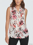 Dkny Floral Tie-Neck Top, Size Large