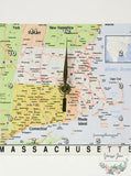3D Rose dc_184600_1 Print of Massachusetts Cities and State Map Desk Clock, 6x6