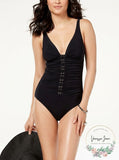 Gottex Shirred D-Cup Tummy-Control Tankini Top Womens Swimsuit,Size 34D