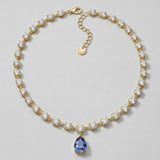 Charter Club Crystal and Stone Teardrop Lariat Necklace