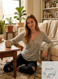 Hippie Rose Juniors Long-Sleeve Henley T-Shirt, Size Large