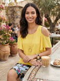 Thalia Sodi Cold-Shoulder Necklace Top, Size Small