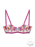 Fleur du Mal Orchid Embroidery Bralette, Size Small