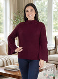 Ny Collection Womens Bell Sleeve Mock Neck Sweater, Size Small