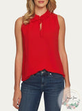 CeCe Ruffled Mock-Neck Sleeveless Top,Size XXS