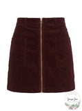 1.State Corduroy Zip-Front Mini Skirt, Size 4
