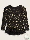 Epic Threads Big Girls Dot-Print Peplum Top, Black, Size Medium