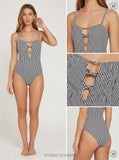 Volcom Stripe Away Printed One-Piece Swimsuit, Size XL