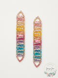 Zenzii Gold-Tone Multicolor Ombre Crystal Linear Drop Earrings – Pink/Yellow