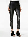 Bar III Womens Faux Leather Mixed Media Ankle Pants, Size X-Small